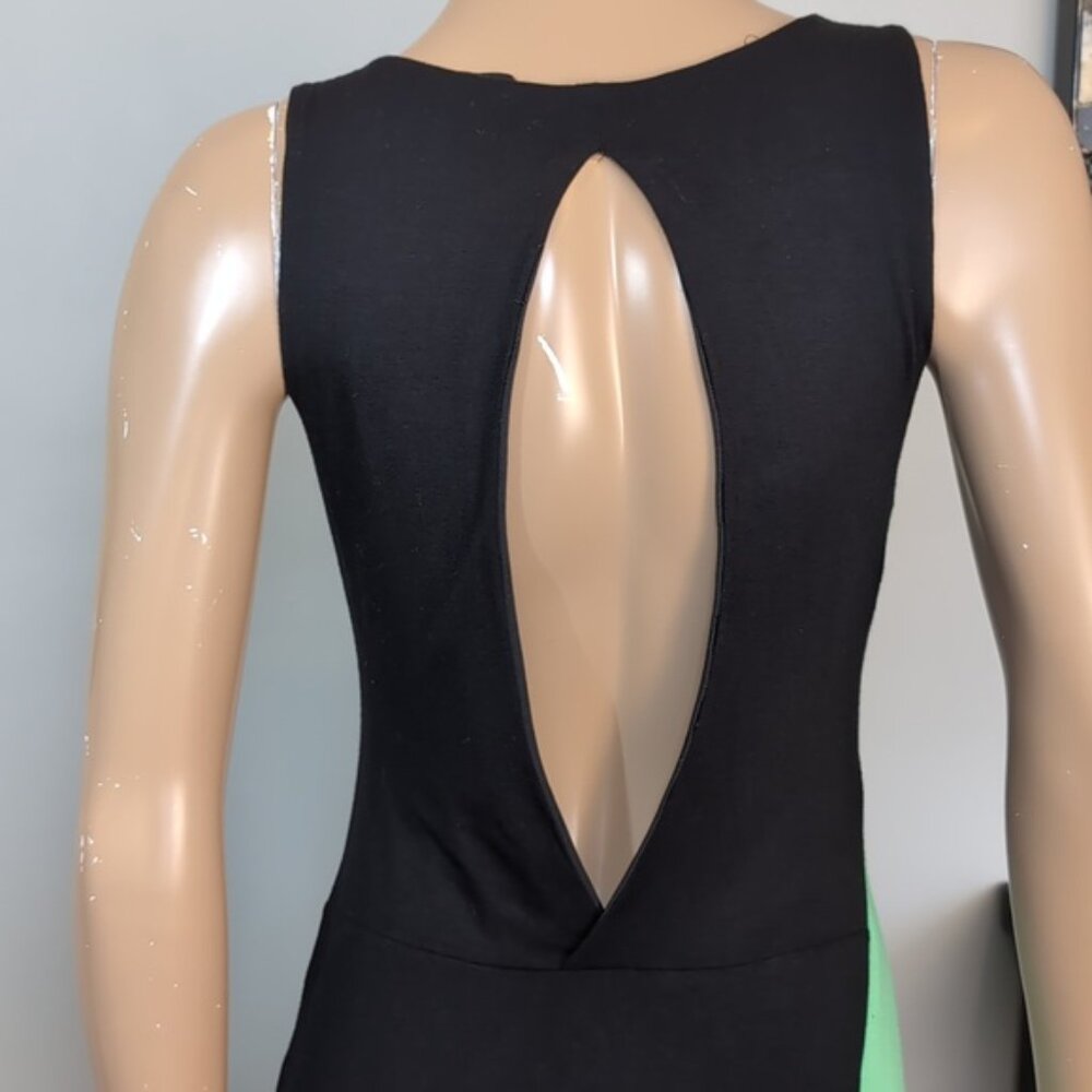 💠Bebe Addiction Colour Block Maxi Dress Women' Size Small Neon Green Sleeveless - Picture 9 of 15